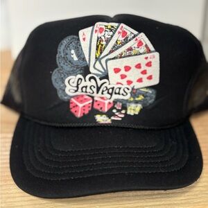 🔥 Vintage 1980’s Black Las Vegas Trucker Hat Very Rare 🔥